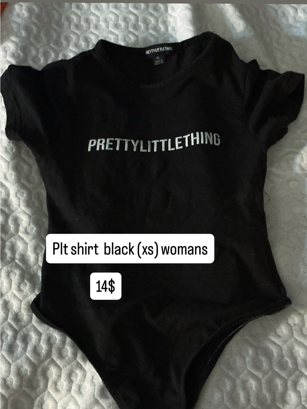 PrettyLittleThing Black Logo Short Sleeve Bodysuit